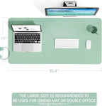 YSAGi Non-Slip Leather Desk Pad L Size, Waterproof Laptop Computer Desk Keyboard Mat, Table Protector Blotter Mat, Large Mouse Pad for Office/Work/Home/Decor(Pale Green, 35.4" x 17")