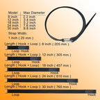 8"12"18"24"30" Hook and Loop Fastening Cable Strap - 30 Pack Reusable Nylon Extend Securing Strap - Adjustable Cinch Strap with Buckle