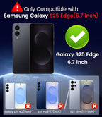 Magnetic for Samsung Galaxy S25 Edge Case [Compatible with MagSafe][Built-in Camera Lens Protector] Slim Soft Silicone Bumper Shockproof Metallic Luster Phone Case (Blue)