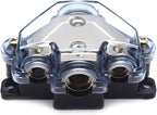 1pc Distribution Block 1 in 3 Ways Out Power Distribution Block Car Audio 1x4 Gauge Input 3x8 Gauge Output Ground Distribution Block for Automotive