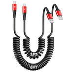 USB C Cable [3FT+6FT], 2Pack USB A to USB C 3A Fast Charging, Coiled Type C Charger Cord for Car USB-C Cable Compatible with iPhone 16/15/Plus/Pro/Samsung Galaxy A10e A20 A50 S20 Plus S10E Note 20-Red