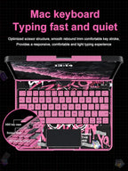KARTICE Transparent 360 for iPad Keyboard case with Wireless Keyboard for iPad 7/8/9th 10.2 inch, Multi-Touch Trackpad, 7 Color Backlight, 360° Rotating Stand with Pencil Holder