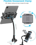 woleyi Gooseneck Tablet Holder for Spin Bike, Peloton Tablet Mount Exercise Bike Handlebar Stand for Stationary Bicycle, Treadmill, Stroller, Elliptical for iPad Pro Air Mini, Galaxy, 4.7-13" Devices