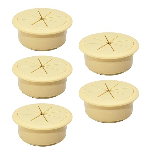 5 Pcs Desk Grommet 2" / 50 mm, Desk Hole Cover for Cables Beige, Cable Grommet ABS Plastic, Desk Hole Grommet for Home & Office Pc, Detachable Cable Cord Organizer