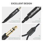 Devinal 1/4 inch TRS Splitter Cable, 6.35mm Stereo Y Cable, 1/4 Male Plug to Dual 1/4 Female Jack Cord, 12 inches / 30cm