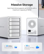ORICO Daisy-Chain 5-Bay Hard Drive Enclosure External USB 3.2 Gen 2 Aluminum Das Enclosure Support 22TB and Expansion Max Up to 330TB for 3.5-inchs HDD -9958C3