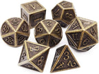 Haxtec DND Metal Dice Set 7PCS D&D Dice of D20 D12 D10 D8 D6 D4 Compatible with Dungeons and Dragons RPG Dice Games-Antique Bronze Dice
