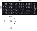 2PCS Thai-English Keyboard Letters Replacement Stickers - White Font on Black Background for Computer, Laptop, Notebook, Desktop - Matte Vinyl Alphabet Stickers