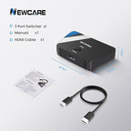 [Upgrade] HDMI Switch 3 in 1 Out, 4K@60Hz HDMI 2.0 Switch Splitter with 2.6FT Long HDMI Cable, 3-Port HDMI Switcher Selector, Supports 4K 30Hz 3D 1080P HDCP2.2 for PS5 Xbox DVD Player Fire Stick PC