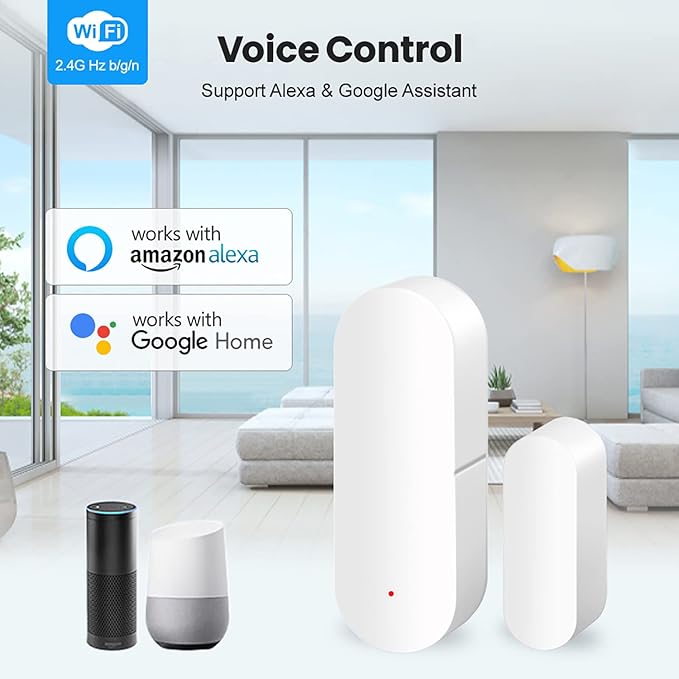 WiFi Door Sensor: Smart Door Open/Closed Detectors, Wireless Window Sensor with App Notification Alert, Contact Sensor for Home Security, Compatible with Alexa Google Assistant (3pack)