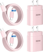 Phone 16 15 Pro Charger Fast Charging, 6.6FT Long USB C to C Charging Cable Cord with 30W Phone Fast Charger Block for Phone 16 15/16 15 Pro/16 15 Pro Max,Pro 12.9,Samsung Galaxy S24 Ultra,Pink