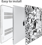 Compatible with MacBook Air 13 inch Case 2025 2024-2022 M4 A3240 M3 A3113 M2 A2681, Plastic Hard Shell&Keyboard Cover&Screen Film&Webcam Cover for MacBook Air 13.6 inch Case, Black Graffiti