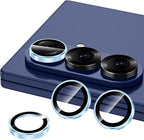 for Samsung Galaxy Z Fold 7 Camera Lens Protector, Individual Metal Ring Tempered Glass Lens Cover, [Strong Adsorption] Scratch Resistant Ultra-Thin HD Clear Lens Cover, 1 Set-Blue Ring