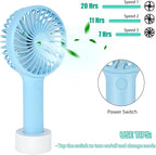 Miady 2-Pack Upgraded 5000mAh Portable Handheld Fan 3 Speed Mini USB Strong Wind 7-20 Hours Runtime Personal Electric for Travel Office Outdoor (Cream Blue+pink)