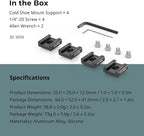 SmallRig Anti-Twist Cold Shoe Mount Adapter (4pcs) with 1/4"-20 Screws, for Flash LED Light Monitor Microphone, with Anti Twist Pins, Compatible with SmallRig Cage - 5033
