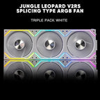 Jungle Leopard Interstellar V2 RS 120mm PC Reverse Blade Case Fan Infinity Mirror Module Daisy-Chain ARGB Fan Triple Pack Suitable Computer Cooling Fans 360mm AIO Cooler(White-3Pack)