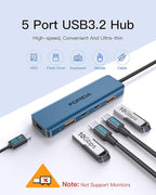 USB C Hub, 10Gbps USB 3.1 Adapter for MacBook, with 100W PD Charging, 2 USB C 3.1 10Gbps and 2 USB A 3.1 Data Ports, Compatible with Surface, XPS, Samsung, Dell and More (Blue)