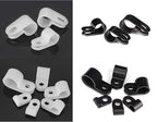 Bigtrans 300 Pcs Nylon Plastic R-Type Wire Clips with Screws 1/4" 5/16" 3/8" 1/2" 3/4" Clamps Fasteners Assortment for Cable Conduit -5 Size -Black