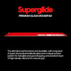 Pulsar - Superglide Premium Glass Mouse Pad XXL ALUMINO-Silicate Glass Surface Anti-Slip Fully Molded high-Density Silicone Rubber 38.5in x 16.5in (XXL, Red)