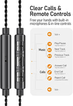 Vibes 201MC Wired Earbuds in Ear Headphones with Mic, USB C to 3.5mm Adapter & Braided Cord, Noise Isolating Bass Driven Earphones, Carry Case, Ear Buds Tips, 3.5mm Jack (Clear Brown)