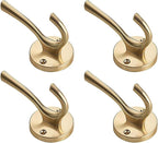 4 Packs Gold Coat Hooks, Silver Robe Hook, Decorative Towel Hooks, Heavy Duty Double Prong Wall Hooks, Metal Closet Hooks, Hat Hooks for Hanging for Bathroom, Kitchen and Office