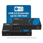 OREI USB 3.2 Over Ethernet HDbaseT Cat6 Extender LAN Upto 330 Feet - Extends 4 Ports USB-A Signal Over LAN Ethernet - Power Over Cable for Long Distance Extension Supports All Operating System