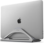 HumanCentric Vertical Laptop Stand for Desks in Space Grey, Upright Adjustable Holder to Dock Apple MacBook, MacBook Pro, and Other Laptops to Organize Work & Home Office, Automatic Grip