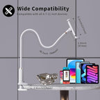 K-MT【38.7inch/98cm】 Tablet Phone Holder Table Desk Gooseneck Mount, Mount Holder Clip with Grip Flexible Long Arm Compatible for ipad iPhone/Switch/Samsung Tabs/Kindle Fire HD K-MT (White)