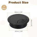 uxcell 5 Pcs 53mm (2.09 Inch) Desk Grommet, Plastic Cable Hole Cover, Wire Cord Cable Organizer for Home Office Computer Desk Cabinet, Black