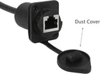 CERRXIAN 35cm RJ45 Male to Female Cat5 5e 6 Waterproof Panel Mount LAN Network Ethernet Extension Cable with Cap