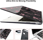 for MacBook Air 13 inch Case 2021 2020 2019 2018 Release M1 A2337 A2179 A1932, Pritned Pattern Plastic Hard Case Cover for MacBook Air 13 M1 with Retina Display Touch ID, Pink Bowknot Black