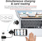 4 in 1 SD Card Reader for iPhone ipad Android Mac PC Camera,Micro SD Card Reader SD Card Adapter Portable Memory Card Reader Trail Camera Viewer for SD and TF Card