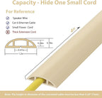 ZhiYo 4ft Cord Hider Floor for 1 Small Wire, Soft PVC Cord Covers for Wires on Floor, Wire Cover to Hide Power Cords, Cable Cover Protect Cords, Cable Cavity: W0.47in x H0.28in Ivory Beige