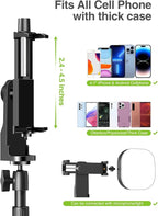 Elitehood Ultra-Stable Overhead Tripod for iPhone – Heavy Duty Aluminum iPhone Tripod Stand, 360°Adjustable & 25in Horizontal Long Phone Arm, Tall Phone Holder Stand Mount for Recording