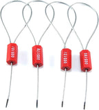 Pull-Tite Steel Security Cable Wire Seals Numbered Anti-Tamper Security Tags (Red, Pack of 50pcs)