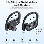 OCC Wireless Ear Hook Sport Earbuds, Bluetooth Headphones with Mic, IPX5 Waterproof, 80H Playtime, Deep Bass, Secure Fit for Running Gym Workout - Black