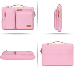 MOSISO 360 Protective Laptop Shoulder Bag,15-15.6 inch Computer Bags Compatible with MacBook Pro 16 inch, HP, Dell, Lenovo, Asus Notebook,Side Open Messenger Bag with 4 Zipper Pockets, Pink