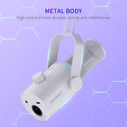 FEELWORLD PM1 XLR USB Dynamic Microphone Gifts for Podcast Recording PC Computer Gaming Live Streaming Vocal Voice-Over, Studio Metal Mic with RGB Light, Mute Button, Headphones Jack (White)
