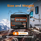 100Ah LiFePO4 Battery 12V Deep Cycle - Built-in 110A BMS with Low-Temp Protection, 15000+ Cycles Rechargeable Lithium Battery for RV Marine Solar Off-Grid/Trolling Motor/Home Backup (MAX PLUS Series)