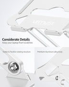 Urmust Laptop Notebook Stand Holder Adjustable Ultrabook Stand Riser Portable Compatible with MacBook Air Pro HP Dell XPS Lenovo All laptops 10-15.6"(Silver)