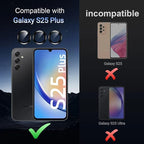 Korecase for Galaxy S25 Plus Camera Lens Protector, 9H Tempered Glass Anti Scratch Camera Screen Protector Shockproof Film Shcokproof Metal Ring Lens Protecor for Galaxy S25+Plus (Black)