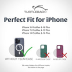 Turtleback Belt Holder for iPhone 16 Pro Max, 15 Pro Max, 14 Pro Max -Small- Fits w/Slim MagSafe Style Cases, Premium Black Leather Horiz. Belt Holster, Magnetic Closure, Leather Wrapped Clip