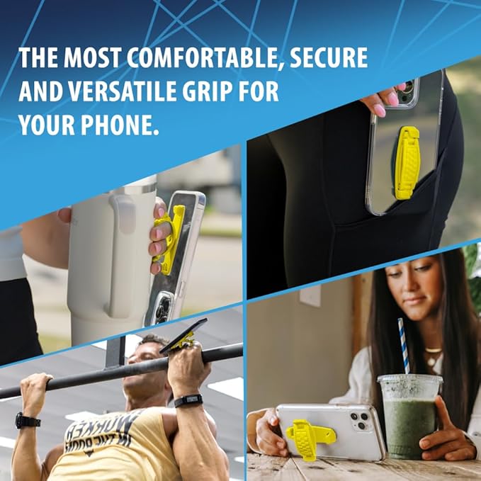360 Rotating Phone Grip - Phone Holder for Hand - Phone Grips for Back of Phone & Pop Cell Phone Accessories for iPhone, Smartphones & Kindle Tablets (Yellow)