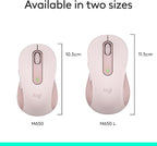 Logitech Wireless Mouse Signature M650- Small Hands, 2-Year Battery, Silent Clicks, Customizable Buttons, Bluetooth, PC/Mac/Chromebook - Rose, Right-Handed, Small-Medium