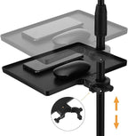 RTNLIT Microphone Music Stand Tray, Adjustable Clamp On Rack Tray Holder with 7.7 Pound Weight Capacity, for Music Sheet, Singing, Stage, Audio Recording (10.6" x 8")