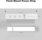 8 in 1 Recessed Power Strip with 15W Wireless Charger, 20W Fast Charging Furniture Outlet, Plug in 3 AC Outlets & 4 USB Ports Flush Mount, 10FT Cord