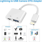 Lightning to USB Camera Adapter for iPhone, [Apple MFi Certified] USB3.0 Female Adapter for iPad with Charging Port, Plug and Play OTG Converter Support Card Reader USB Flash Drives Keyboard
