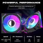 Jungle Leopard Interstellar V2 120mm PC Reverse Blade Case Fan Infinity Mirror Module Daisy-Chain ARGB Fan Triple Pack with Controller Suitable for Computer Case & 360mm AIO Cooler(Black-3pack)