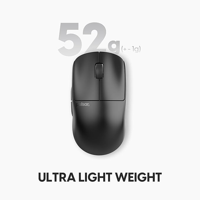 Pulsar Gaming Gears X2 v3 Wireless Gaming Mouse, Ultra Lightweight, Optical Switch, 32000 DPI, 750 IPS, XS-1 Sensor, 8k Compatible (Medium, Black)