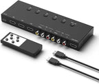 Y.D.F 3 Way HDMI 2.0 Switcher + 2 RCA to HDMI Converter(2 in 1) 2 Way AV Composite CVBS Switch to HDMI Adapter Support 4:3/16:9 Switching for N64 NGC Wii Xbox PS2/3/4/5 Xbox Series/ONE Switch